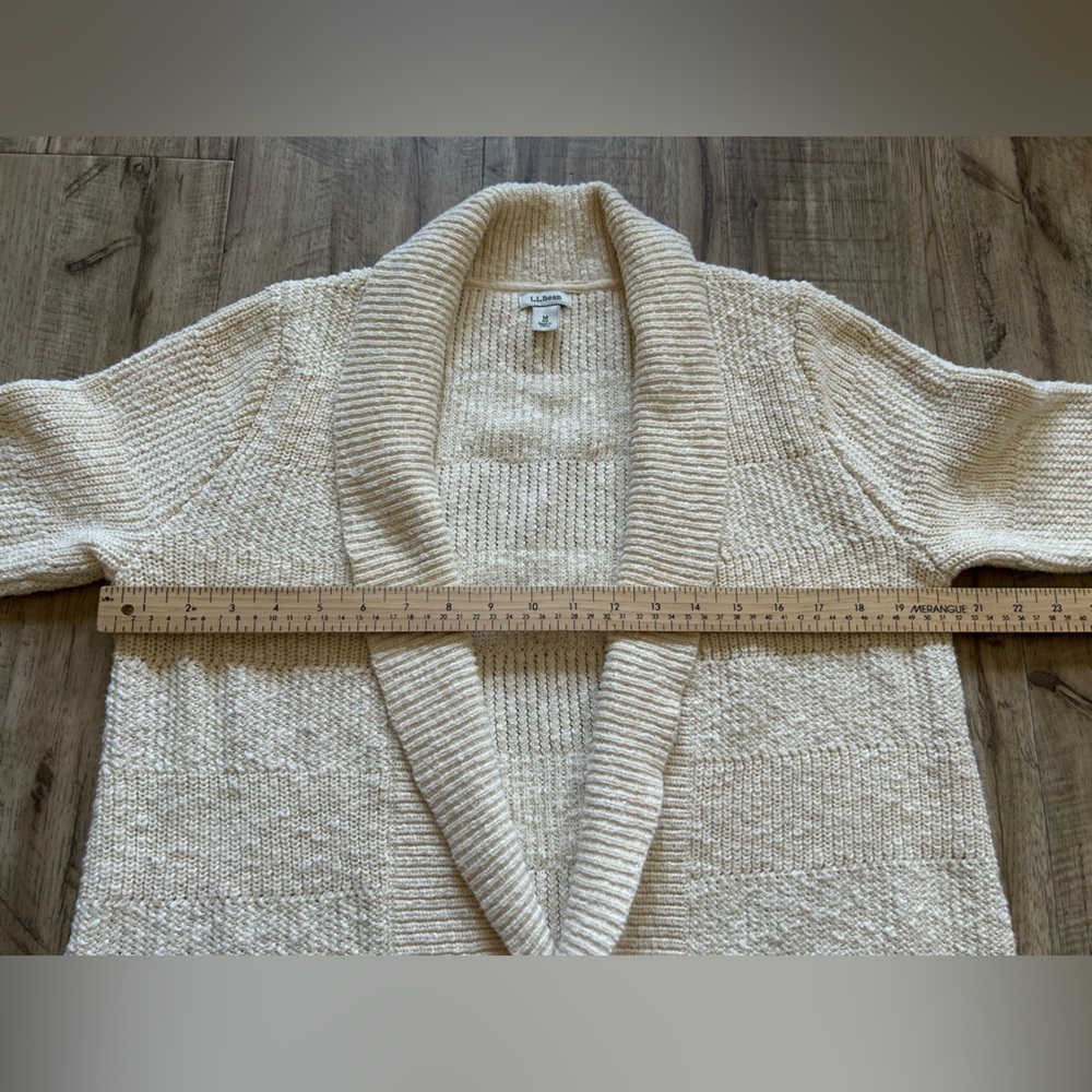 LL Bean Cozy Cream open front Women's knit cardigan Sweater neutral capsule fall - Picture 4 of 10